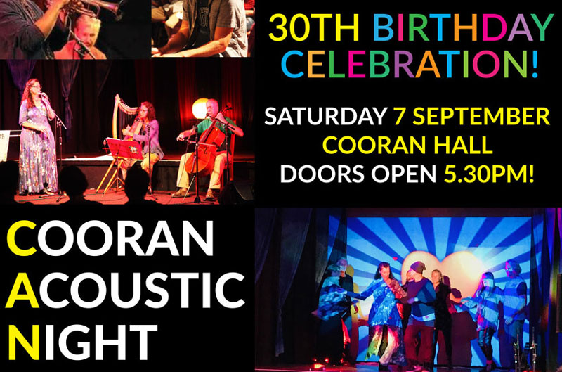 7 SEPTEMBER 2019, 6PM – Cooran Acoustic Night Turns 30 (doors open 5.30pm)